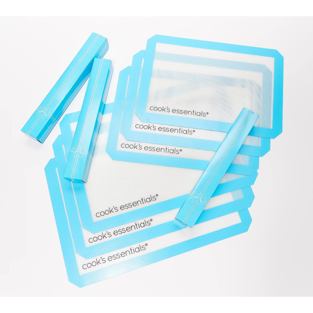 Cook's Essentials 3-Pack Set With 2-pc Silicone Mat Sets Aqua